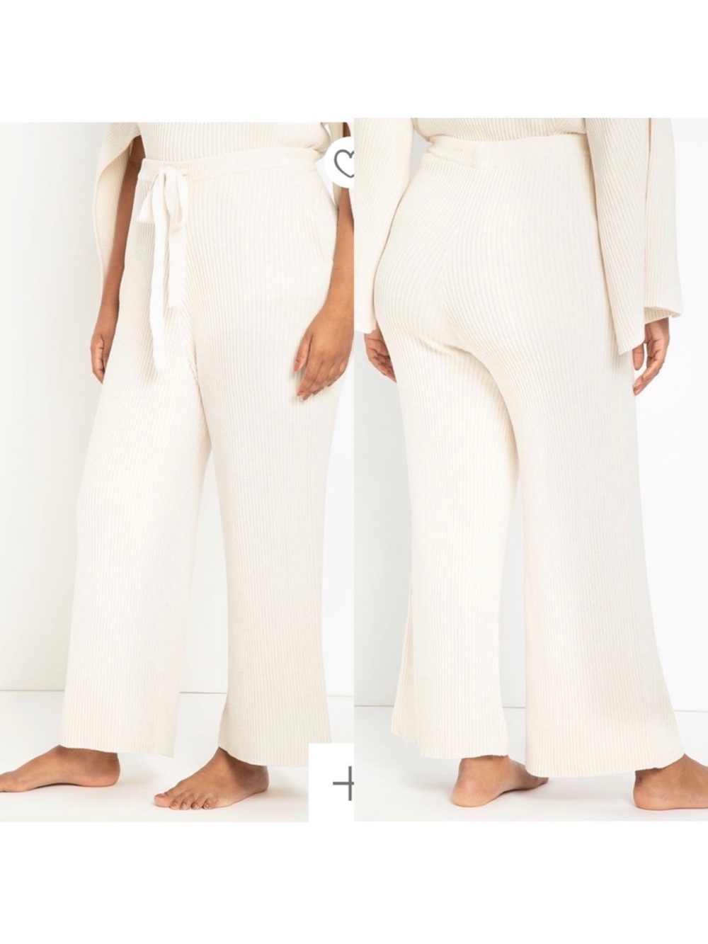 Eloquii Cream Ribbed Pants